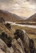 Alexandre Calame Mountainous Riverscape painting